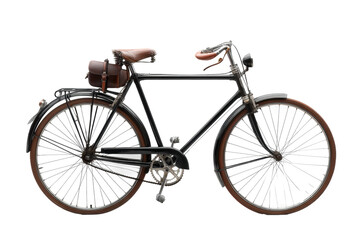 Classic vintage bicycle with leather saddle and handlebars, cut out