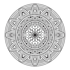 Mandala Line Drawing Design silhouette white back ground.Vector hand drawn doodle mandala. 