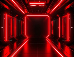 AI Futuristic Red Neon Tech Interface Template