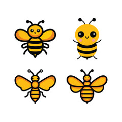 Bee Set Colorful Vector Design