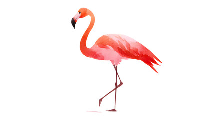 Fototapeta premium A watercolor illustration of a flamingo standing on one leg image art work on transparent background