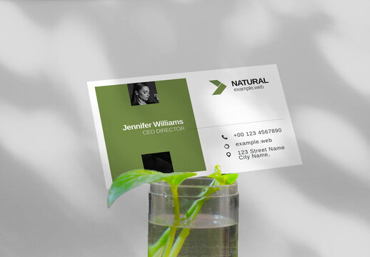 Business Card Mockup Design with Glass