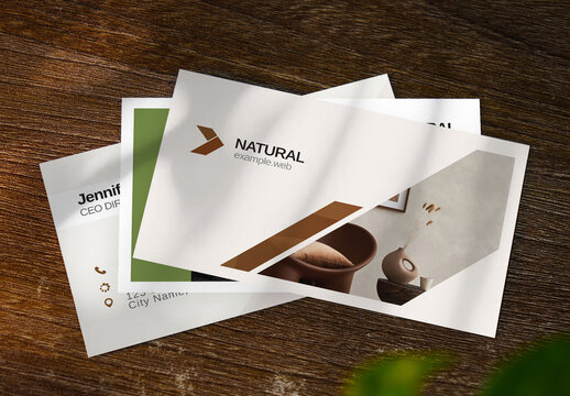 Business Card Mockup Design with Weeden Background