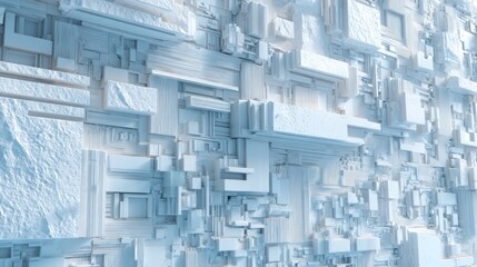 Obraz premium Abstract 3D Render: Icy Blue Geometric Forms