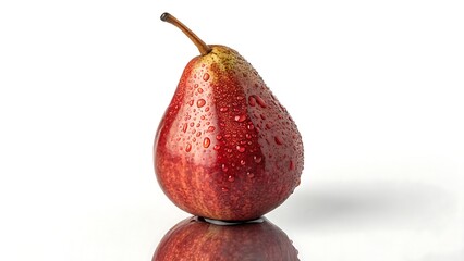 Isolated ripe pear, a healthy sweet fruit, on a fresh white background