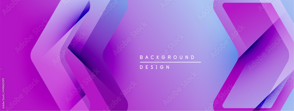 Poster Abstract purple gradient background. Geometric shapes overlap creating dynamic visual effect. Modern design suitable for banners, presentations.
