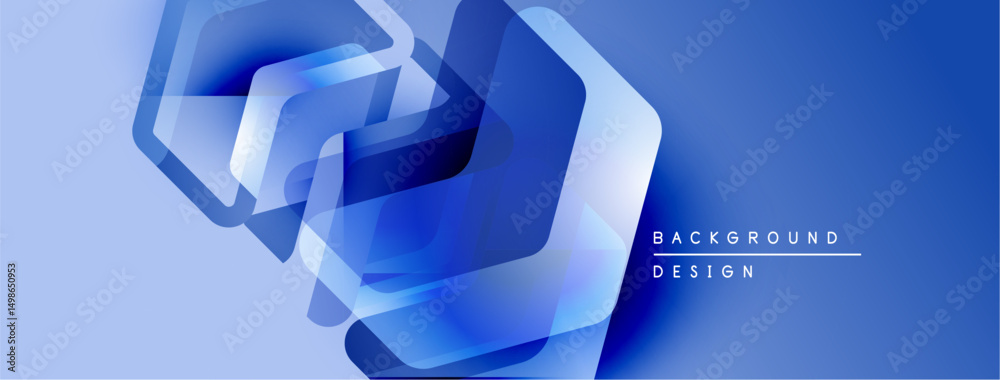 Aufkleber abstract blue design features layered geometric shapes. gradient shades create depth, modern aesthet