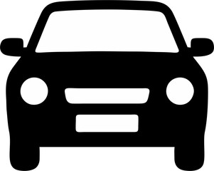  Front View Car Icon – Black Silhouette of Sedan Vehicle