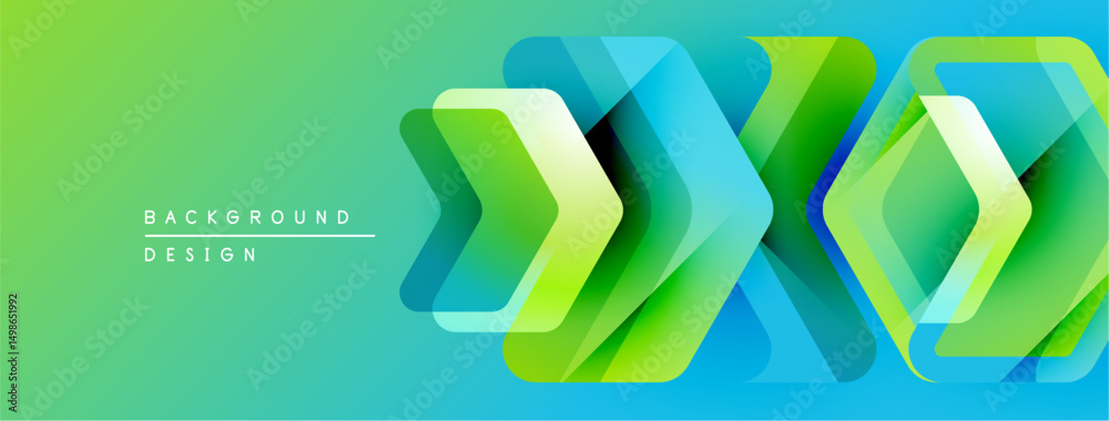 Aufkleber abstract geometric shapes overlap, creating vibrant greenblue gradient background. modern design ele