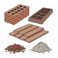Construction materials illustration set