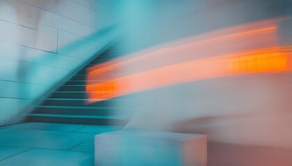Stairway with motion blur and vibrant colors.
