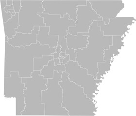 Fototapeta premium Arkansas state senate districts vector map (Web Mercator projection, PPT-compatible & fully editable)