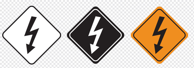 High voltage and Lightning vector icon. Electric bolt flash and High voltage icon. Power energy symbol. Warning icon. Vector illustration.
