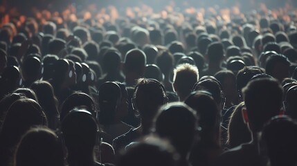 Obraz premium Crowd of People at Concert with Spotlight and Dark Background