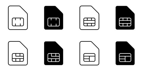 SIM card icon set collection