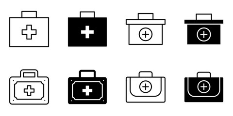 first aid kit icon set