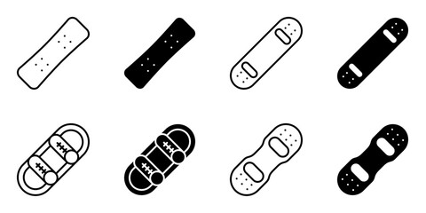 snowboarding, snowboard, sport icon set