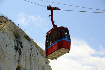 Close-up of parts of the cable car