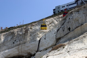 Close-up of parts of the cable car