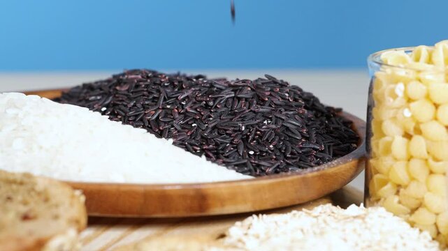 Riceberry and White Rice Display with Snacks