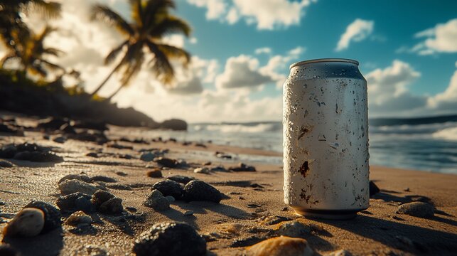 Abandoned can on a beach