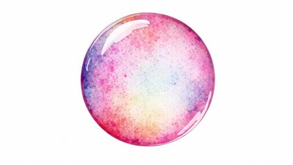 Rainbow watercolor bubbles floating on a white background. Colorful airy illustration evokes a fresh, clean and playful atmosphere perfect for design and spa themes. Soap foam painting.