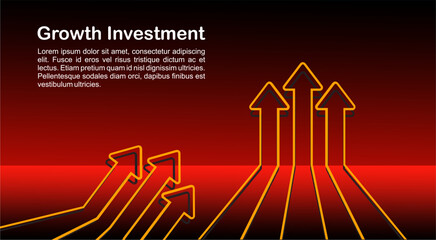 Modern business finance arrow up increase target growth investment background design. Web template banner, infographic, landing page, social media.