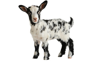 Adorable goat kid playing in a farm environment captured close-up cute animal imagery nature setting vibrant and playful concept