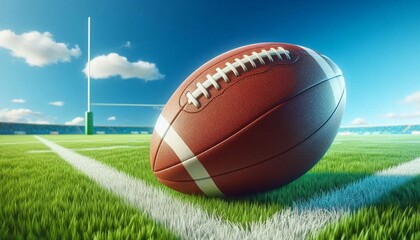 光り輝く競技場に置かれたラグビーボール