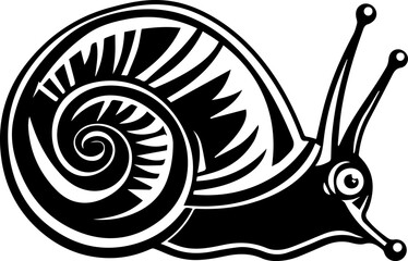 Snail Vector Illustration, Minimalist Black and White Garden Animal Icon