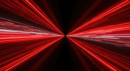 Fototapeta premium Abstract red and white light streaks converging in a tunnel