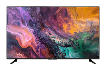 Smart led tv ultra hd hdr television with colorful abstract art display screen on transparent background