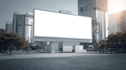 Obraz premium Blank Billboard in Modern Cityscape: Advertising Space in Urban Environment
