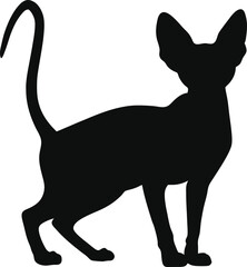 Black Silhouette of a Sphynx Cat Standing