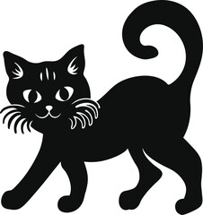 Playful Black Cat Silhouette Illustration
