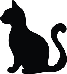 Simple Black Silhouette of a Cat Sitting