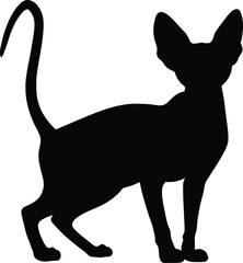 Black Silhouette of a Sphynx Cat Standing