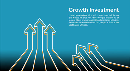 Modern business finance arrow up increase target growth investment background design. Web template banner, infographic, landing page, social media.