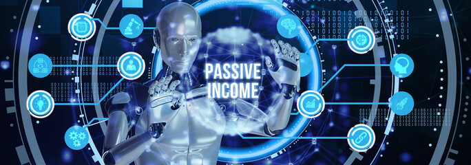Passive income business concept. Business, Technology, Internet and network concept. 3d illustration