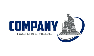 riding trowel machine, concret logo vector