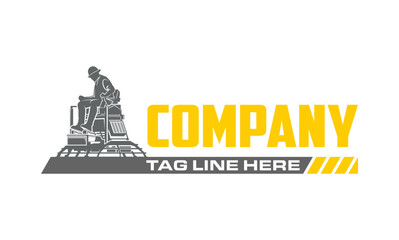 riding trowel machine, concret logo vector