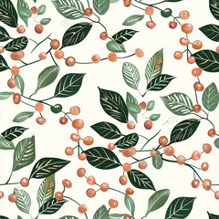 seamless background with coffee leaves