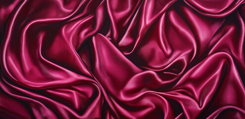 Obraz premium Magenta silk satin background with waves and folds, high resolution.