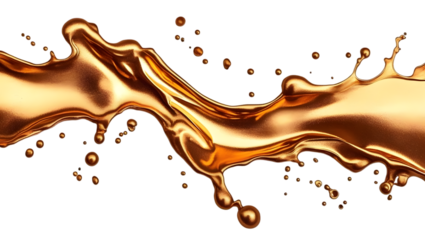 Gold Liquid Splash on Transparent Background