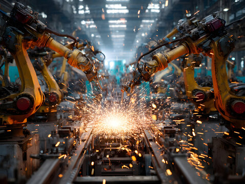 Time-lapse-style view of synchronized welding 