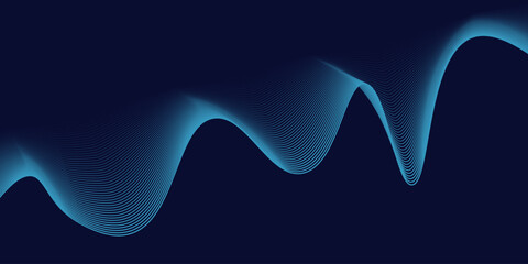 Abstract glowing wave lines on dark blue background. Dynamic wave pattern. Modern flowing wavy lines. Futuristic technology concep