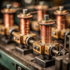 Transformer coil winding machine in operation