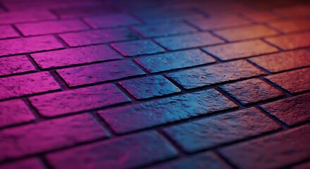neon light in brick background, Glowing Neon Light on Brick Wall – Urban Nightlife and Retro Design Background