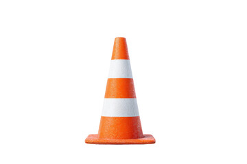 Orange traffic cone on black background, cut out