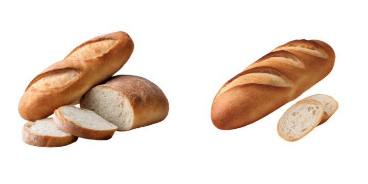 Baguette bread watercolor clipart illustration with isolated background.